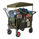 Relaxdays chariot pliable, 150 kg, avec toit, poign�e t�lescopique & de pouss�e, roues caoutchouc avec ...