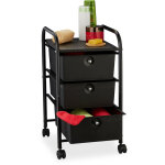 Relaxdays - chariot sur roues de bain, 3 tiroirs, mtal et plastique, conteneur, cosmtiques, 60 x 33 ...