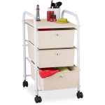 Relaxdays - chariot sur roues de bain, 3 tiroirs, mtal et plastique, conteneur, cosmtiques, 60 x 33 ...