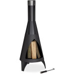 Relaxdays - cheminée de jardin avec porte de protection, brasero décoratif, pour le bois, h x d: 120 ... Relaxdays - cheminée de jardin avec porte de protection, brasero décoratif, pour le bois, h x d: 120 ...