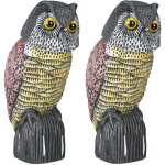 Relaxdays - chouette pouvantail, lot de 2, tte  hochement, statue dcorative sur pieds, pour le jardin, ...