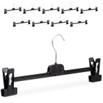 Cintres � pantalon, set de 10, plastique pinces plastique pour jupes antid�rapant, 14 x 36 x 3 cm, noir ...