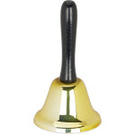 Cloche  main, clochette de table, son fort, manche bois, cole, htel, dcoration nol, 12 cm, dor ...