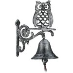 Cloche murale de porte fonte de fer, chouette, design antique, avec corde, rsistant aux intempries, ...