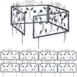 Relaxdays - clture dcorative de jardin en mtal, 12 panneaux extrieurs avec feuilles, bordure de jardin ...