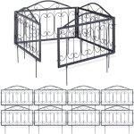 Relaxdays - cl�ture d�corative de jardin en m�tal, 12 panneaux ext�rieurs avec ornements, bordure de ...