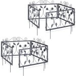Relaxdays - clture dcorative de jardin en mtal, 8 panneaux extrieurs avec feuilles, bordure de jardin ...