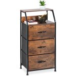 Commode, 3 tiroirs 2 surfaces, livres, d�co, commode �tag�re style industriel, hxlxp: 92x45x30 cm, marron ...