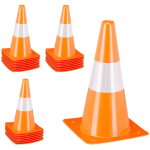 C�ne de signalisation, lot 24, bande r�fl�chissante, football, hauteur : 31 cm, orange et blanc - relaxdays ...