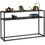 Relaxdays - console, 2 �tages, en m�tal et bois mdf, peu encombrante, table d'appoint �troite, 70 x 110 ...