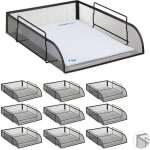 Relaxdays - corbeille  courrier, lot de 10, maille, bac  documents empilable, en mtal, trieur de bureau, ...