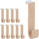Relaxdays - crochet de porte, lot de 10, bois & fer, pat�res pour vestes & serviettes, hlp 13 x 2, 5 ...