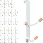 Relaxdays - crochet de porte, lot de 25, scandinave, pat�res en fer & bois, chambre, h x l x p 19 x 9 ...