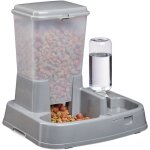 Distributeur d'eau et de croquettes, duo automatique pour chiens & chats, bouteille, 4 l, plastique, ...