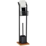 Ensemble wc av. tagre, brosse wc et drouleur papier, support pour portable, aspect bois, h 78 cm, ...