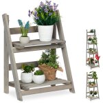 Relaxdays ? �tag�re � plantes en bois de sapin ? escalier pliant hxlxp 51, 5 x 41 x 24 cm ? charge max ...