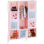 Relaxdays ? biblioth�que enfant embo�table 145x110x37, 5cm ? 9 cases et penderie ? plastique rose avec ...