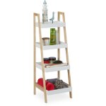 Relaxdays tagre de salle de bain, 4 compartiments, en chelle, mdf & bois de pin, 98, 5 x 34, 5 x 36 ...