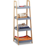 Relaxdays tagre salle de bain bambou 4 niveaux meuble sur pieds bibliothque bois rangement cuisine ...