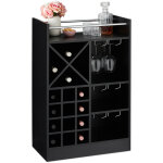 Relaxdays ? �tag�re � vin pour 8 bouteilles ? compartiments pour verres � pied ? dimensions 63 x 50 x ...