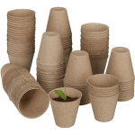 Godets semis lot de 120, cellulose, h x d 7, 5 x 8 cm, pots de jardinage ronds, petit, nature - relaxdays ...