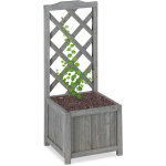 Relaxdays - jardinire avec treillis espalier tuteur plantes grimpantes bac  fleurs bois vigne lierre ...