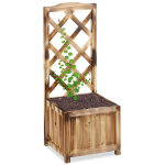 Relaxdays jardinire avec treillis espalier tuteur plantes grimpantes bac  fleurs en bois vigne lierre ...