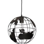 Relaxdays - lampe � suspension abat - jour boule globe monde m�tal luminaire plafond � 30 cm, noir