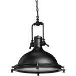 Relaxdays - lampe � suspension style industriel fer verre opale, luminaire plafond abat - jour rond, ...
