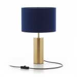 Relaxdays lampe de table, abat - jour velours, pied m�tal dor�, e27, 51 x 32 cm, lampe de chevet, bleu ...