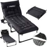 Relaxdays lit de camping pliable, matelas, coussin cervical, support t�l�phone, jusqu'� 250 kg, 26�190�72 ...