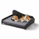 Relaxdays lit / canap� pour chien en rotin synth�tique pe, l 25x63x46 cm, sur�lev� avec coussin, ext. ...