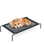 Relaxdays lit sur�lev� pour chiens, matelas pour chien jusqu?� 35 kg, hlp: 19x111x65 cm, transat ext�rieur, ...