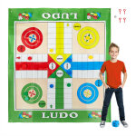Relaxdays ludo tapis, xxl, grand tapis de jeu comprenant 16 pions, 2 ds, 4 sardines, jardin, 160x180 ...