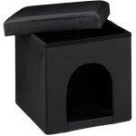 Maison pratique pour petits chiens et chats, pliable, stable, h x l x p : 38 x 38 x 38 cm, noire - relaxdays ...