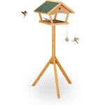 Mangeoire  oiseaux avec support, grand, toit rsistant aux intempries, bois, 137 x 66 x 59 cm, nature ...