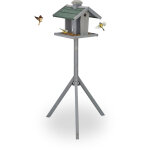 Mangeoire  oiseaux avec support, silo, toit rsistant aux intempries, bois, 135 x 67 x 56 cm, gris ...