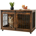Relaxdays meuble - cage pour chien, cage grillag�e avec tablette, roulettes, 2 portes, hxlxp 64x100x59 ...