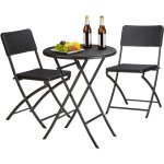 Relaxdays - meuble de jardin bastian salon de jardin pliable table chaises optique rotin hxlxp: 75, 5 ...