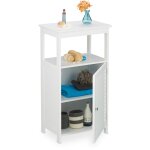 Relaxdays - meuble salle de bain, porte � lamelles, hxlxp: 83x45x30cm, �troit, commode salle de bain, ...