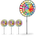Moulin  vent arc - en - ciel, lot de 4, carillon  vent  planter jouet jardin balcon, hxlxp 73, 5 x ...