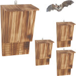 Relaxdays nichoirs pour chauves - souris, lot de 4, h x l x p : 34 x 22, 5 x 12, 5 cm, aspect br�l�, ...
