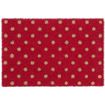Paillasson, fibres coco, tapis rouge aux pois natures, antidrapant, 40x60 cm, intrieur et extrieur, ...