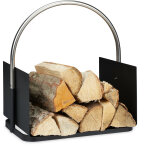 Panier bois de chauffage, pour cheminée, en métal, poignée nickelée, corbeille bûches, hxlxp 43, 5x40, ... Panier bois de chauffage, pour cheminée, en métal, poignée nickelée, corbeille bûches, hxlxp 43, 5x40, ...
