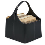 Panier  bois, range - buches similicuir, rangement & transport, porte - revues, anse, accessoire chemine, ...