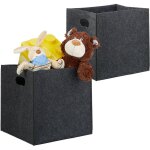 Panier  bches, lot de 2, feutre, corbeille  journaux, sac, pliable, 2 poignes, hxlxp : 30x30x30 cm, ...