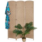 Relaxdays - paravent en 3 lments, 170x120 cm, salon, chambres, dcoratif, design tress, bois, papier, ...