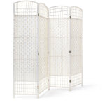 Relaxdays - paravent, hlp 179 x 180 x 2 cm, sparateur pliable, 4 panneaux, protge de la lumire, bambou, ...