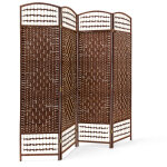 Relaxdays - paravent, hlp 179 x 180 x 2 cm, sparateur pliable, 4 panneaux, protge de la lumire, bambou, ...