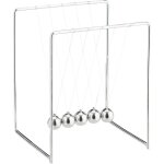 Pendule newton, dcoration bureau de travail, physique, science & art, 5 boules, mtal, balancier, argent ...